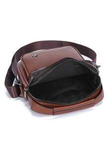 1pc Men's Vintage PU Crossbody Bag, Multi-Compartment Large Capacity Handbag, Business Commute Shopping One Shoulder Small Backpack - Crossbody Bag - View 11