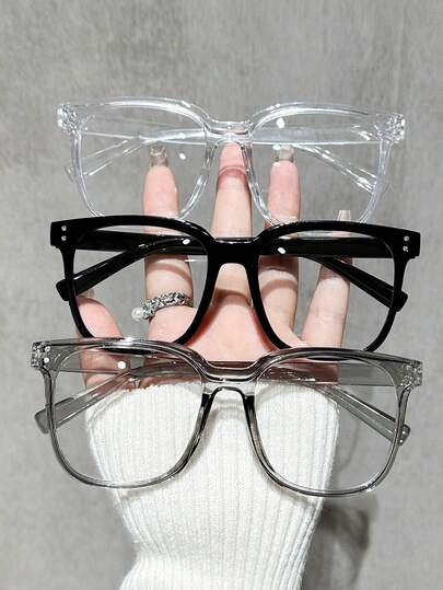 3 Pairs/1 Pair Square Frame Daily Wear Glasses, Suitable For Men And Women. Designed In Campus Style, Essential For Back To School, These Glasses Can Flatter Your Face Shape.
