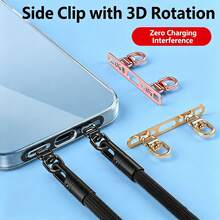 360° Rotating Metal Phone Lanyard Connector Plate, Side-Mount Double-Clip Ultra-Thin Metal Shim, Double-Clip For Stronger Hold, Does Not Affect Phone Calls - Multicolor - View 3