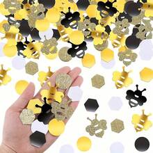 20/120pcs Bee Theme Confetti, Bee Party Decorations, Baby Shower Decorations, Gold & Black Bee Confetti Accents, Bee Theme Baby Shower Table Decor, Birthday Party Decorations - Multicolor - View 5
