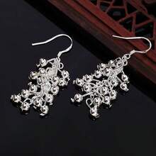 Hot 925 Sterling Silver Plated Creative Grape Beads Drop Earrings For Woman Fashion Birthday Party Fine Gifts Elegant Noble Jewelry - Silver - View 6