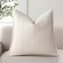 1pc Ivory White (Pillow Insert Not Included) Double-Sided Waffle Texture Throw Pillow Cover, Modern Elegant European Style Cushion Cover, Suitable For Home, Sofa, Bed, Living Room Decor, All Seasons - Ivory - View 10