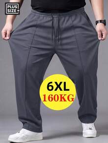 Men's Plus Size Loose Fit Business Casual Wide Leg Pants, Comfortable Soft Fabric, Straight Leg Dress Pants Sports Fall - Grey - View 2