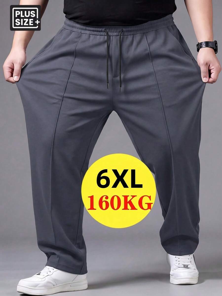 Men's Plus Size Loose Fit Business Casual Wide Leg Pants, Comfortable Soft Fabric, Straight Leg Dress Pants Sports Fall