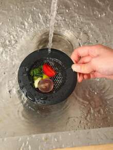 1pc Kitchen Sink Strainer & Anti-Clogging Device, Black Round Hollow Drain Plug, Stainless Steel Garbage Disposal Filter Basket, Universal Kitchen Sink Drain Filter, Essential Apartment Kitchen Accessory, Saudi National Day Gift, Christmas Gift, Halloween Gift - Multiple Styles - View 6