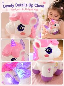 Electric Stunt Rotating Unicorn Toy, Rechargeable, With Music And Lights - Multicolor - View 3