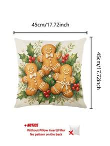 Christmas Table Runner, Throw Pillow, Placemat With Gingerbread Man, Holly Berry And Pearl Print, Cozy Vintage Style, Holiday Kitchen And Dining Room Tabletop Decor - Multicolor - View 10