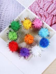 100pcs Cat Toy Balls, Random Colors, 2.5cm Plush Balls, Pet Cat Toy Balls, Plush Stress Relief Interactive Toy Balls - Multicolor - View 6