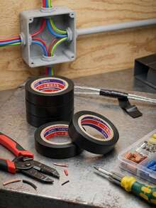 10/5/1pc PVC Electrical Insulating Tape, Black Vinyl Cold Resistant Electrician Tape, Waterproof Flame Retardant Wire Insulation Wrap For Home Auto Industrial Wiring Repair Cable Management Supplies - Multiple Styles - View 5