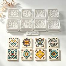 9Pcs Vintage Boho Tile Pattern Clay Cutters DIY Handmade Earring Jewelry Making Craft Molds Supplies - 9pcs - View 2