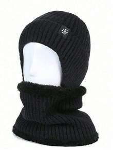 2pcs/Set Men's Thick Fleece Earflap Knit Hat Set, Best Warm Accessory Gift For Father - Multicolor - View 2