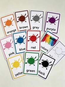 12pcs Color Recognition Cards, Preschool Early Color Education Cards, Suitable For Various Occasions Such As School, Students, Stationery, Learning Supplies, Valentine's Day, Wedding, Birthday And Back To School Season - A - View 5