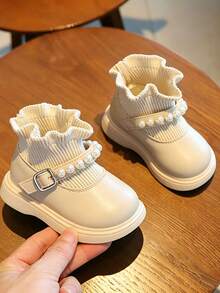 New Autumn/Winter Baby Walking Flat Shoes - Beige - View 2