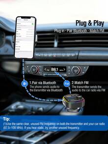 REMAX 3-Port Fast Charging Bluetooth Car Charger With RGB Ambient Light; USB-C Port; Built-In Microphone For Music/Call/Navigation; Bluetooth 5.3 With Auto Reconnect; Bluetooth & USB Dual-Mode Playback; Car Accessories - Black - View 9
