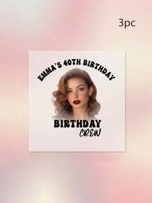 1/3pcs Custom Photo And Text Heat Transfer Sticker, Personalized Birthday Crew Heat Transfer Sticker, Custom Transfer Patch For T-Shirt Clothing Decor - Multicolor - View 8