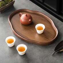 Wooden Tray Chinese Style Asymmetrical Dry Tea Tray Fruit Plate Restaurant Hotel Dining Tray - Brown - View 2