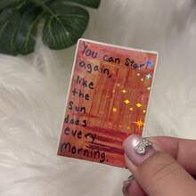 Healing Inspirational Quote Decorative Sticker, "Sunrise Restarts Life" Warm-Toned Oil Painting Style Journal And Tablet Decal, Vinyl Sticker - Durable Matte Surface, Self-Adhesive Bumper Sticker, Suitable For Cars, Windows, Laptops - Star Film - View 10