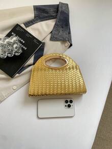 Women's Fashion Woven Evening Clutch Bag, Suitable For Evening Party, Birthday, Wedding - Gold - View 8
