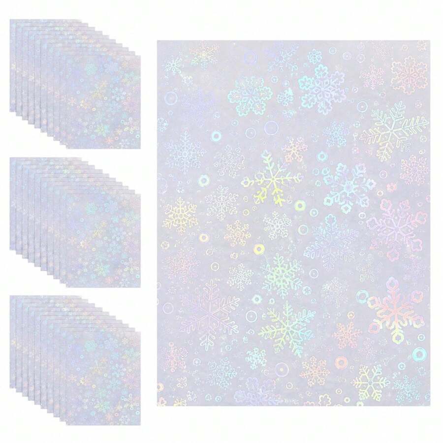 5/10/20/50 Sheets A4 Size 8.3x11.7 Inch Holographic Sticker Paper - Cold Laminate PVC Self-Adhesive Film, Cracked Glass Effect, Suitable For Crafts, Scrapbooking, Gift Wrapping And Party Decoration, Scrapbooking Supplies | Decorative Overlay | Rainbow Color