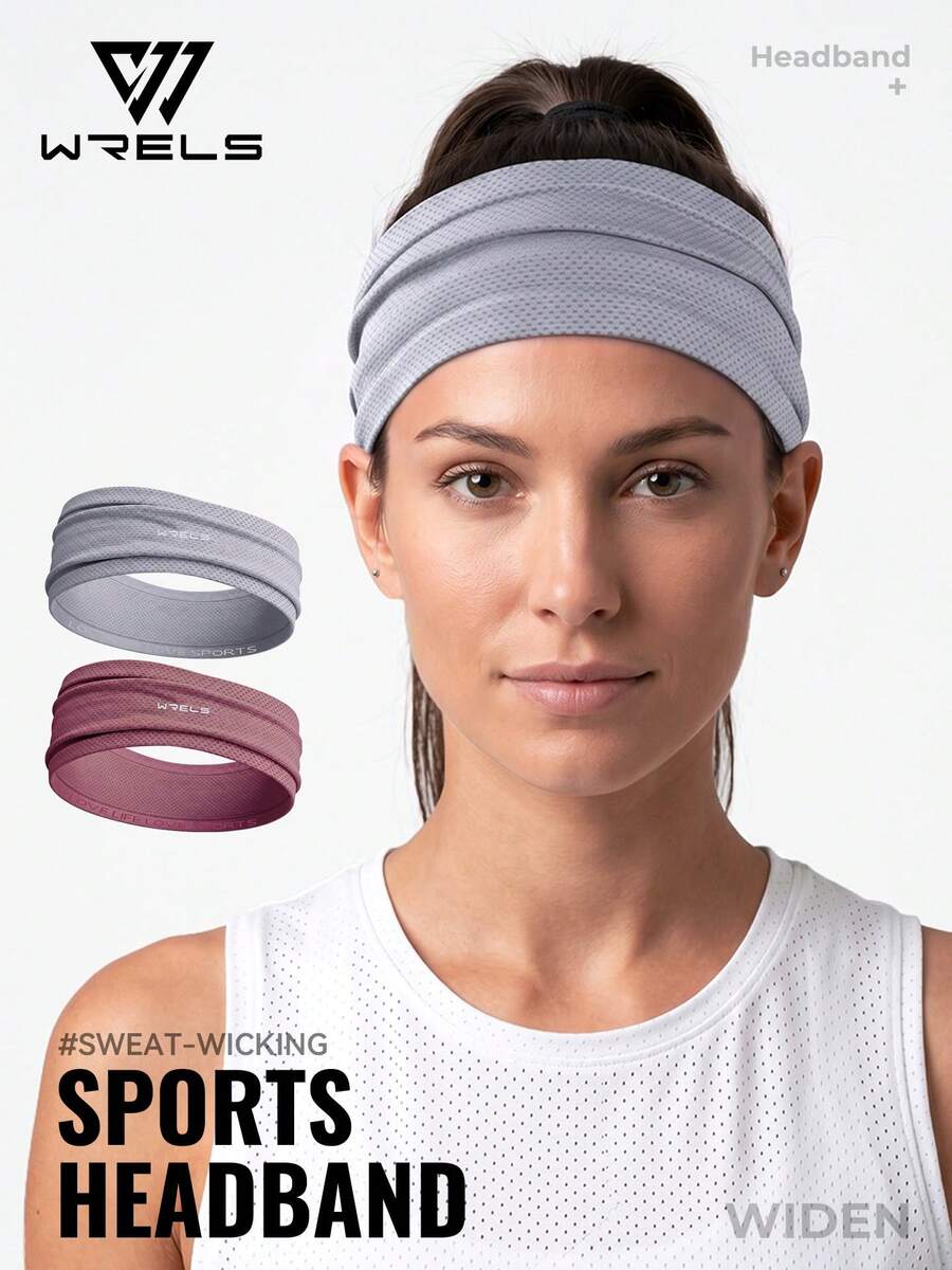 1 pièce Bandeau de sport WRELS pour femmes, couleur unie, absorbant la transpiration, antidérapant, séchage rapide, respirant, accessoire de football - Multicolore - Voir 1