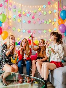 16/12/10/8/5 Pieces Pastel Star And Pentagon Confetti, Paper Garland For Parties And Christmas - Macaron-colored Stars - View 6