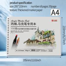 1pc Acrylic Marker Dedicated A4 Drawing Pad, High-Quality Painting Paper Spiral Coil Notebook, Double-Sided Drawing, Ink Resistant To Bleeding, Smooth Coloring With Even Tones, Suitable For Art Students Hand Drawing, Daily Doodling, Outdoor Sketching, Quick Sketches, Universal Drawing Notebook For Students And Adults - Drawing Marker - View 19