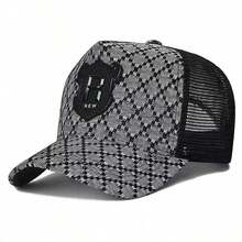 1pc Men's R Trucker Hat, Personalized Letter Baseball Cap, Street Fashion Mesh Cap, Outdoor Sun Protection Casual Hat For Spring And Autumn Travel, - Multicolor - View 9