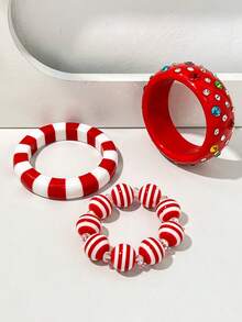 Dopamine Geometric Ring Resin Women's Bracelet Exaggerated Versatile Women's Bangle Set - Multicolor E - View 3