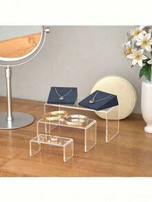 Acrylic U-Shaped Transparent Display Stand, Figurine Display Tiered Organizer, Practical Storage Solution, One-Piece Molded Display Rack, Cosmetic Tiered Storage Shelf - Clear - View 8