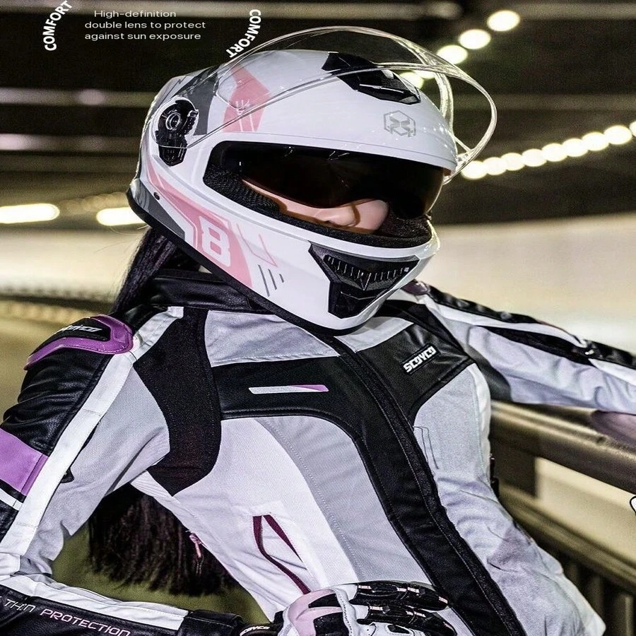 男士防霧保暖冬季摩托車全罩式安全帽，適用摩托車、電動滑板車，女性可用