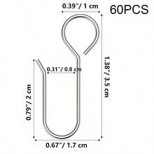 60pcs Metal Curtain Track Hooks S-Shaped Small Curtain Hooks Suitable For Ceiling Curtain Rails (Silver) - Silver - View 13