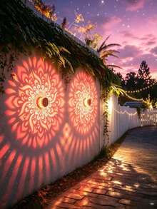 Waterproof Solar Mandala Pattern Projection Lamp, LED Outdoor Decorative Wall Night Light, Solar Powered Projection Light For Garden, Yard, Fence, Patio, Camping, Outdoor Landscape Decor - Mandala Lamp - View 11