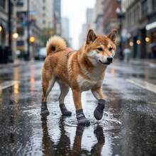 4pcs/Set Waterproof Pet Dog Shoes (Random Style), Non-Slip Soft Sole Scratch-Resistant Washable Reusable, Durable Pet Shoes Suitable For Bichon, Corgi And Other Dog Breeds, Rain, Snow And High Temperature Road Surface - Black - View 2