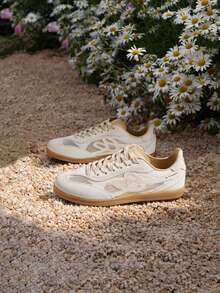 Kappa Women's Mesh Patchwork Training Shoes, Contrast Color Laces, Retro Breathable Flat Casual Shoes - Cheese White - View 1