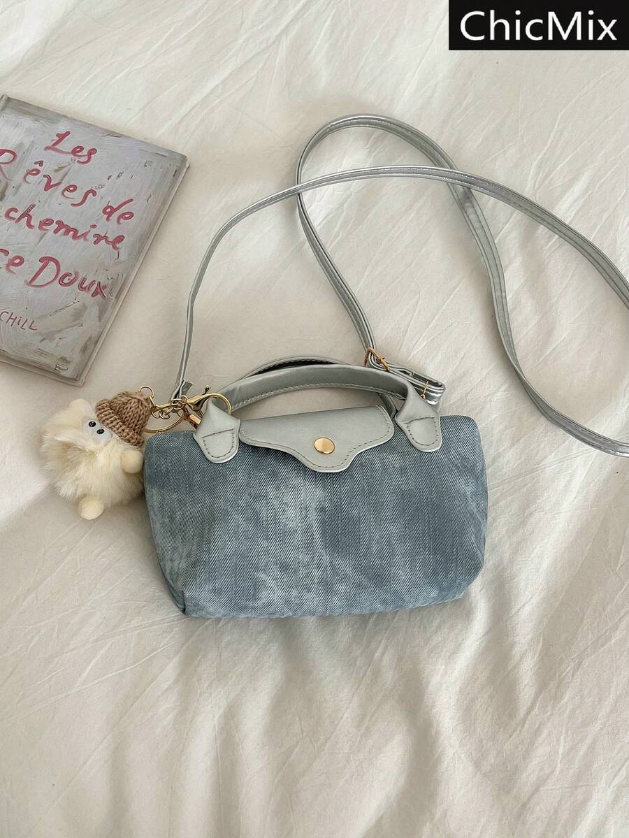 Mini Bolso Versátil con Bloques de Color y Solapa, Sin Colgante, Bolso Cruzado Casual y Práctico con Decoración de Remaches Personalizado para Mujeres, Adecuado para Compras, Billetera, Mujeres Jóvenes, Estudiantes Universitarias, Nuevos Empleados de Oficina y Trabajadores de Cuello Blanco. Perfecto para Oficina, Universidad, Trabajo, Negocios, Desplazamientos, Actividades al Aire Libre, Viajes y Salidas