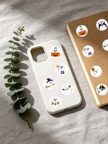 500Pcs/Roll Cute Cartoon Ghost Halloween Round Stickers, INS Aesthetic Self‑Adhesive Label Stickers For Envelope Sealing, Gift Wrapping, Scrapbook, Journal, Phone Case, Mug, DIY Craft, Party Favor Decor,Prefect Gifts - Multicolor - View 3