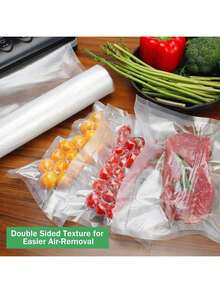 100pcs Textured Vacuum Bags, Patterned Vacuum Bags, Cooked Food Sealing Bags, Vacuum Compression Fresh-Keeping - Beige - View 5
