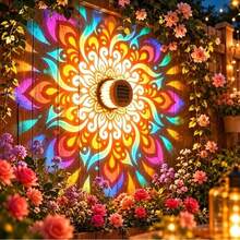 Waterproof Solar Mandala Pattern Projection Lamp, LED Outdoor Decorative Wall Night Light, Solar Powered Projection Light For Garden, Yard, Fence, Patio, Camping, Outdoor Landscape Decor - Mandala Lamp - View 3