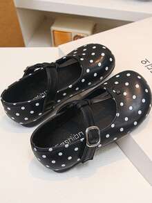 Girls Polka Dot Flat Mary Jane Shoes, Sweet Casual Slip-On Shoes, Suitable For Parties And Daily Wear - Black - View 5
