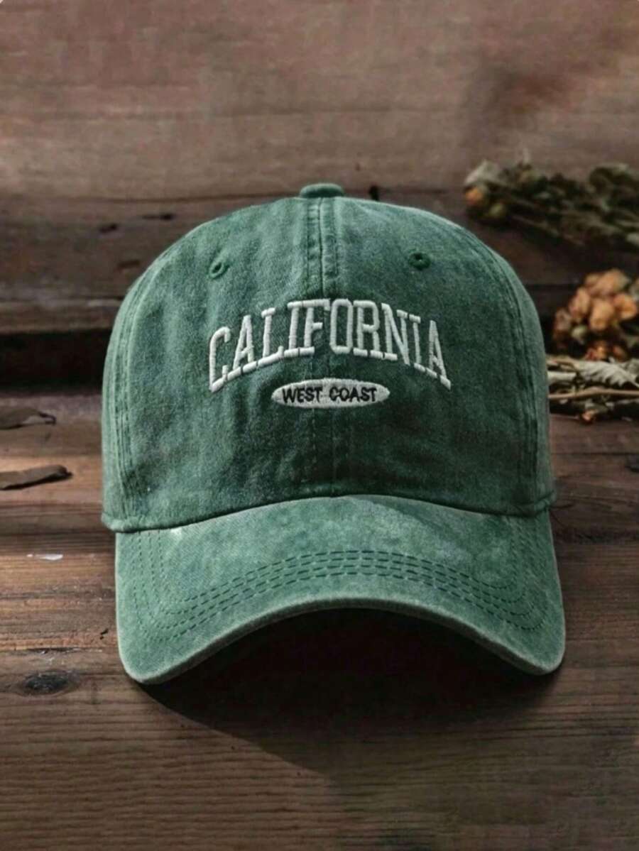 1pc Unisex Vintage Embroidered Letter Wide Brim Baseball Cap, Versatile Baseball Cap For Daily Casual Wear