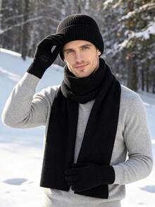 JOYLORD 3pcs/1pc Winter Men's Hat Gloves Scarf Set Acrylic Material Winter Warm Knitted Hat Outdoor Cycling Ear Protection Woolen Single Hat - Single Cap - View 3
