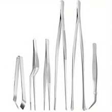 6/2pcs Premium Stainless Steel Kitchen Tongs - Durable, Ergonomic Design, Straight And Curved Professional 304 Stainless Steel Tweezers, Sturdy And Long-Lasting, Suitable For Home And Office Use - Silver 6-piece Set - View 8