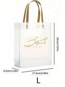 1/5/10pcs Premium Frosted Clear PP Tote Bag, High-Quality, L/M, Thickened Hand-Held Bags, Green Satin Ribbon, Raffia And 'Thank You' Tag, For Valentine's Day, Thanksgiving, Birthdays, Halloween, Christmas, Wedding Bridesmaid Gift Bags - Multicolor - View 3