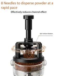 Dụng cụ phân phối bột cà phê 8 chấu xoay 360° giúp phân tán bột cà phê đều cho chiết xuất espresso đồng nhất - màu đen - Xem 1