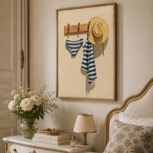 Arte de pared de vaquera costera, impresión de vacaciones de verano, póster, decoración estética de habitación, impresiones en lienzo, cuadro, regalo para chica - Dibujos animados - Ver 7
