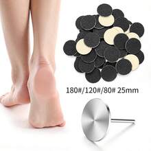 50Pcs Nail Sanding Paper With 1pc Metal Disc Nail Drill Bit 25mm Pedicure Disc Replacement Sanding Discs Bits For Nail Drill Foot Files Electric Remove Calluses And Dead Skin Manicure Pedicure Tool Accessories - Multicolor - View 2