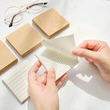 1/8pcs Kraft Paper Grid Sticky Notes, Easy Tear No Residue Adhesive, For Key Marking, Memo Recording, Suitable For Student Learning, Office Notes, Back To School Season Essential - A - View 9