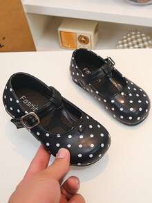 Girls Polka Dot Flat Mary Jane Shoes, Sweet Casual Slip-On Shoes, Suitable For Parties And Daily Wear - Black - View 1