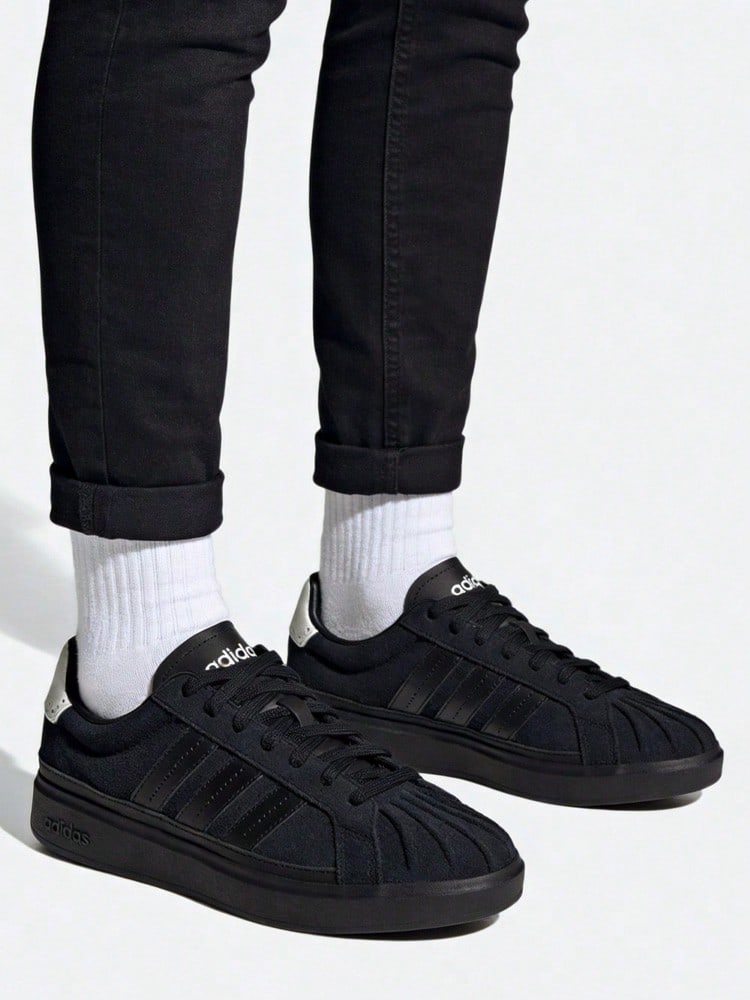 Adidas Street Talk Men's Black Solid Color Comfortable Versatile Street Style Sneakers - Black - View 1