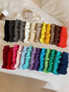 1 Pair Women's Candy Color Leg Warmers, Comfortable Casual Leg Warmers For Autumn/Winter, Cozy - Multicolor - View 3